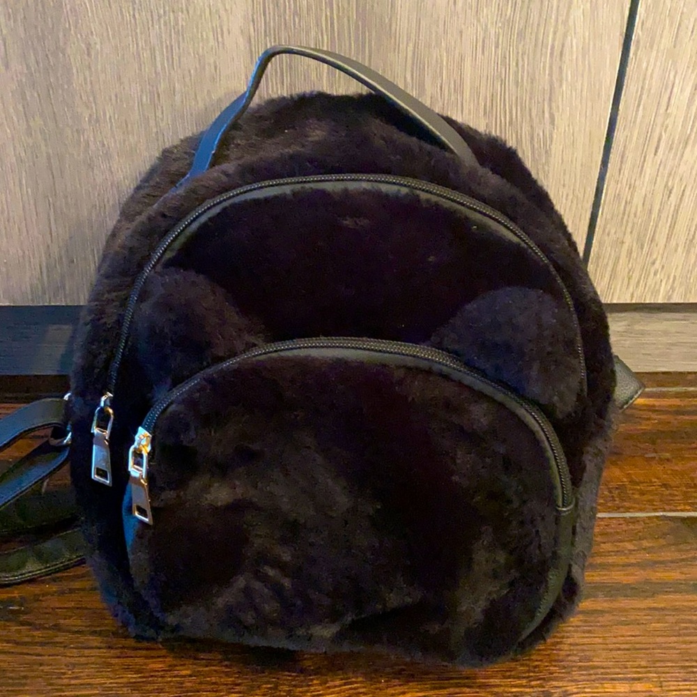 Faux Fur “kitty” ear min backpack